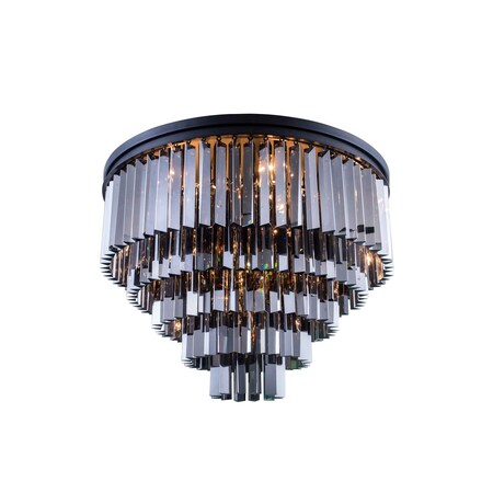 Elegant Lighting Sydney 17 light Matte Black Flush Mount Silver Shade (Grey) Royal Cut 1201F32MB-SS/RC